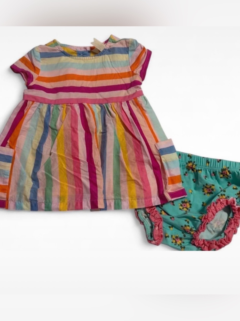 Matilda Jane Rainbow Stripe Dress with Turquoise Floral Bloomers